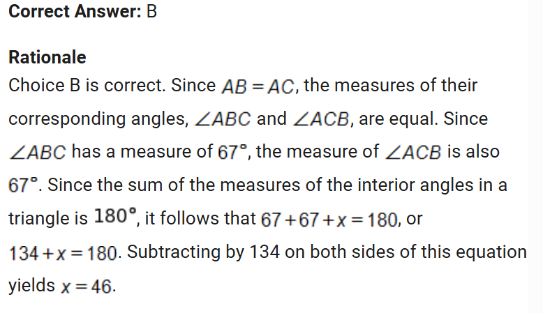 <p>The common letter A tells you which angle is the one their talking about. so angle b is the same as angle c.</p>