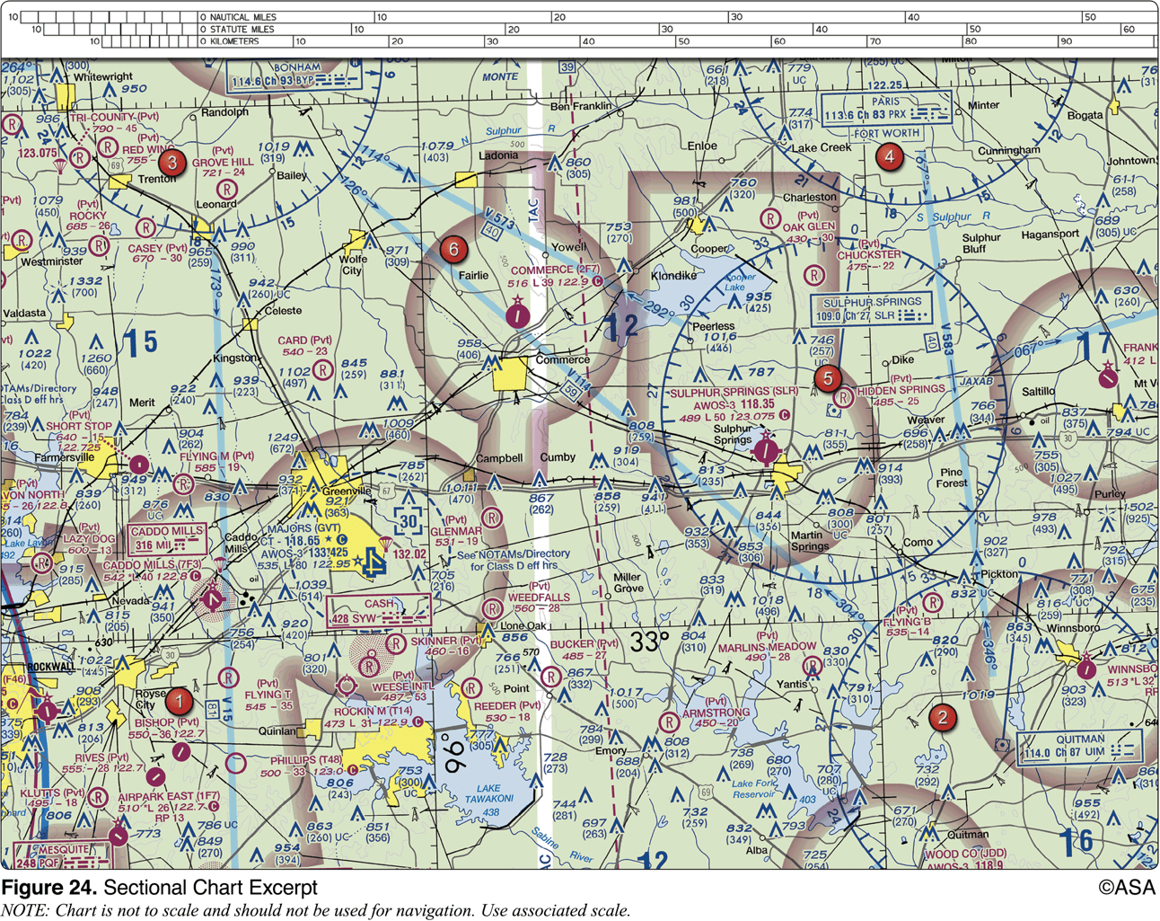 <p><span>What minimum altitude is necessary to vertically clear the obstacle on the southeast side of Winnsboro Airport by 500 feet?</span></p>