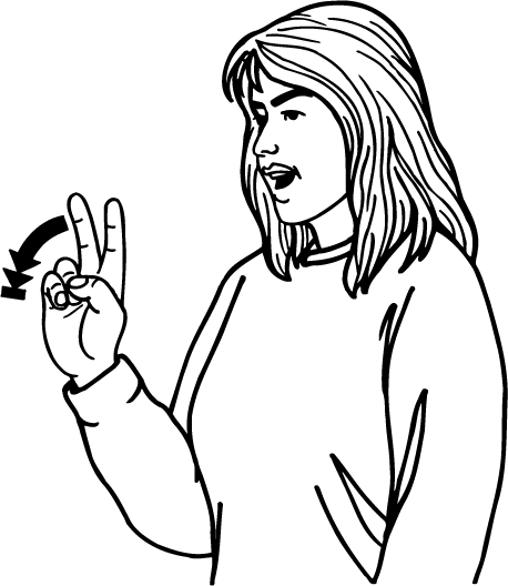 <p>Making an A symbol and shaking it again and again and again and again and again</p>