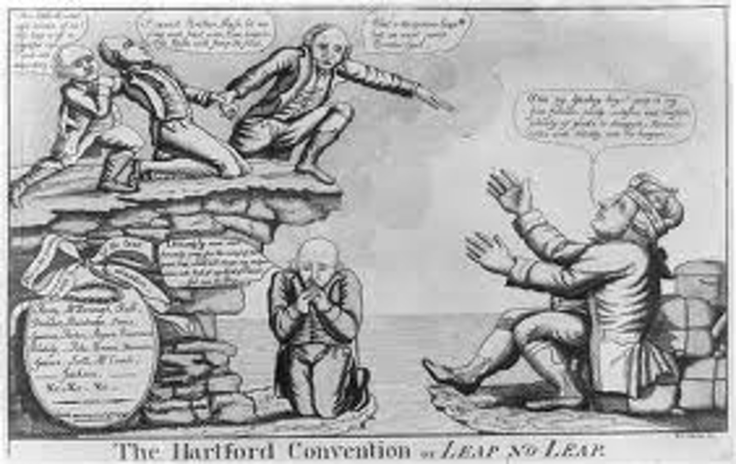 <p>Convention of Federalists from five New England states who opposed the War of 1812 and resented the strength of southern and western interests in Congress and in the White House.</p>