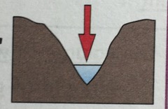 <ul><li><p>steep gradient</p></li><li><p>V-shaped valley, steep sides, narrow, shallow channel</p></li></ul>