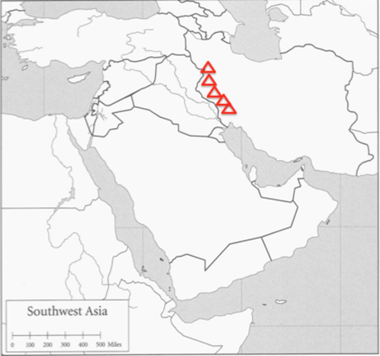 <p>Mountains bordering the eastern boundary of Ancient Mesopotamia</p>