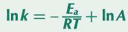 <p>allows Arrhenius equation to calculate activation energy</p><p>ln k = -(Ea/RT) = ln A</p><p>ln = logarithmic button</p>