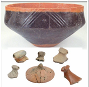 <p>-Plastic Decoration (Spirals, Triangles), Geom. Incisions-Red/Black - Shiny/Smooth-Challenge to original theory that E. Anatolian group migrated here-Amnon Ben-Tor theory of potters migrating south - challenged that there is no trail of KKW heading here-Lids often knobs w/ holes</p>
