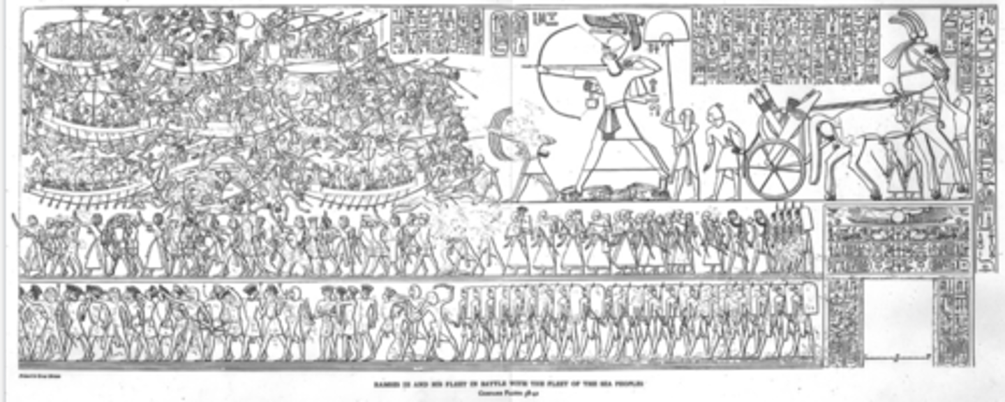 <p>- Images of him fighting sea peoples and Libyans</p><p>- Hints at what will happen in the third intermediate period with foreign power coming into Egypt and taking over</p>