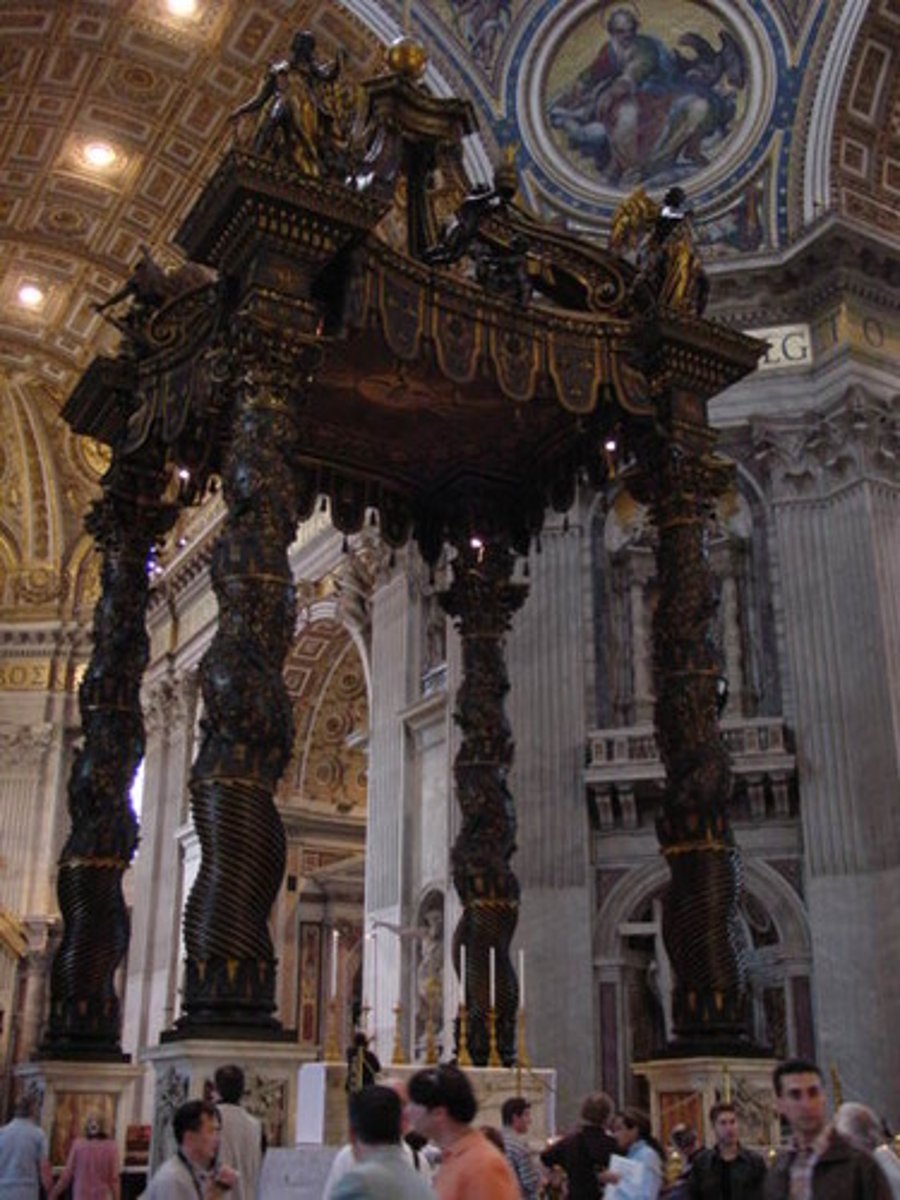 <p>A canopy on columns, frequently built over an altar. See also ciborium.</p>