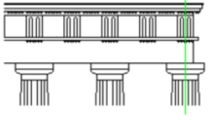 <p>Problem bei der Korrespondenz zwischen Säulen- und Triglyphenabfolge:&nbsp;In der idealen dorischen Ordnung sollte jede Säule von einer Triglyphe überdacht werden, was bei der Korrespondenz zwischen Säulen- und Triglyphenabfolge zu einem gleichmäßigen Verhältnis führt</p><p></p><p>Lösungsansätze:</p><ul><li><p><strong>Metopen- oder Interkolumnien-Verkleinerung (auch "Zusammenziehen" oder <em>eurythmische</em> Anpassung):</strong></p><ul><li><p>Dies war die gebräuchlichste und von Vitruv als Notlösung beschriebene Methode</p></li></ul></li></ul><p></p><p></p>