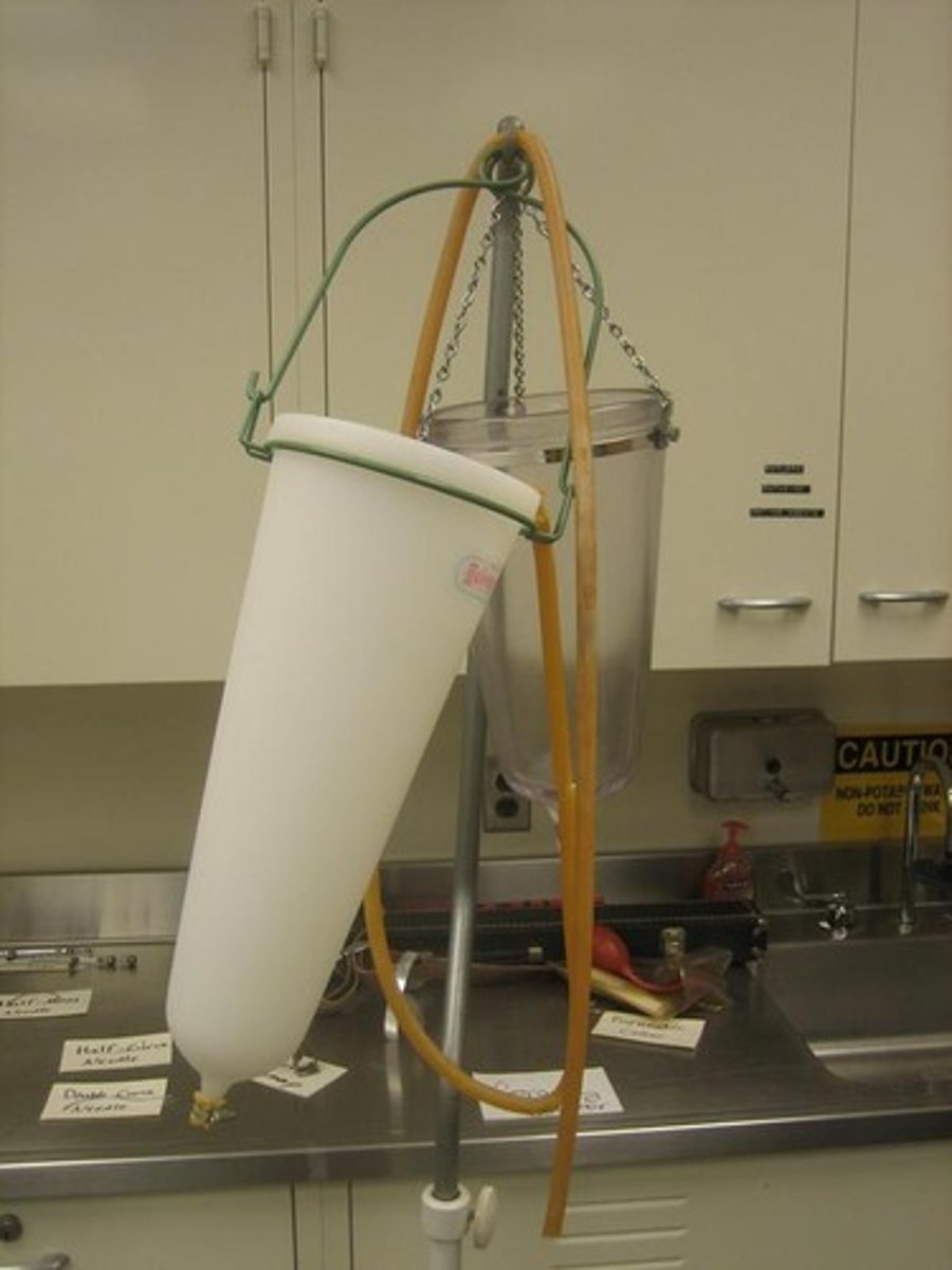 <p>fluid is poured into a large glass reservoir that has a delivery hose attached to the bottom of the bowl; percolator is elevated above the body to create the necessary pressure in the delivery hose to allow the embalming solution to flow into the arterial system</p>