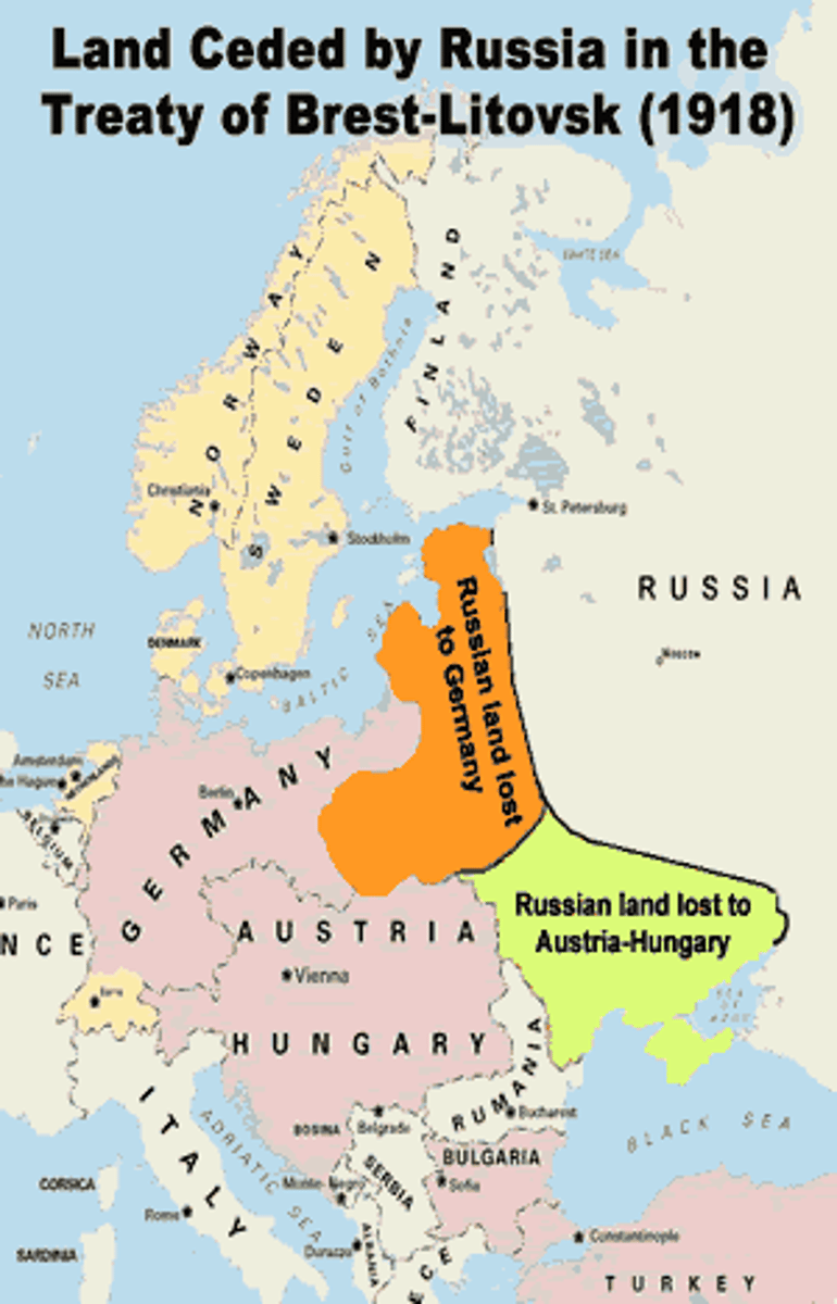 <p>1. Ended Bolshevik Russia's participation in World War I<br>2. Negotiated by Vladimir Lenin because he was unwilling to risk Bolshevik gains by continuing a war that could no longer be won<br>3. Nullified following Germany's defeat by the Allies</p>