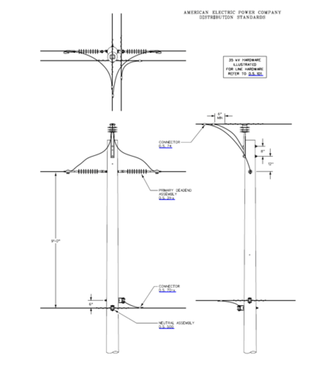 <p>SINGLE-PHASE FOUR WAY CORNER OR JUNCTION POLE (DEADEND)</p>