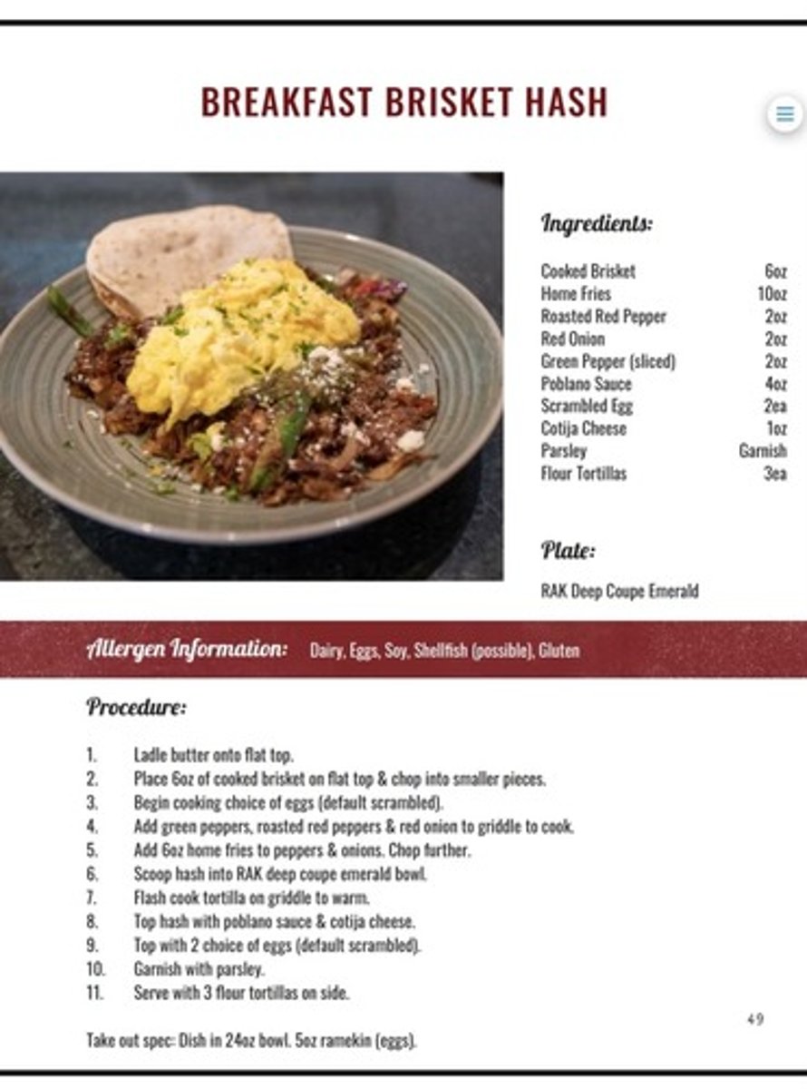 <p>choice of egg/slow roasted beef brisket/home fries/red onion/green pepper/roasted red pepper/Cotija/poblano sauce/flour tortilla 18.95</p>
