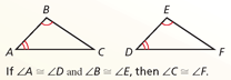 <p>If two angles of one triangle are congruent to two angles of a second triangle, then the third angles of the triangle are congruent </p>