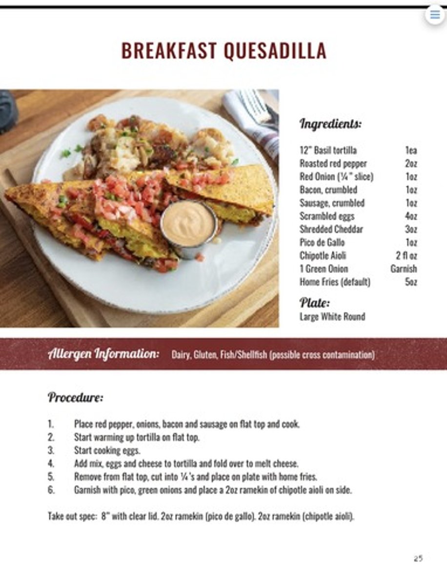 <p>bacon/sausage/scrambled egg/red pepper/red onion/pico de gallo/Cheddar/sun-dried tomato tortilla/chipotle aioli/home fries 15.95</p>