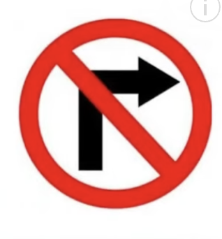 <p>This road sign means: </p><p>A. Drive to the direction of arrow</p><p>B. No right turn</p><p>C. Continue driving</p>