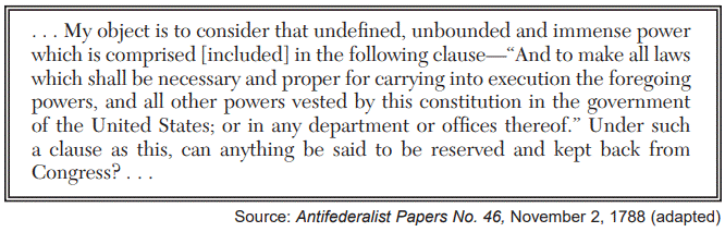 <p>Which provision in the Constitution is the author of this passage questioning?</p>