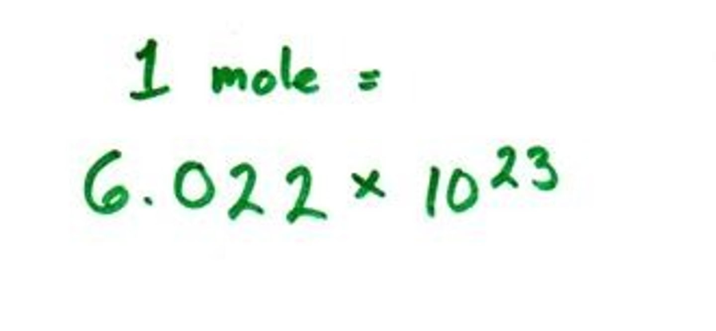 <p>number of representative particles in a mole, 6.02 X 10^23</p>