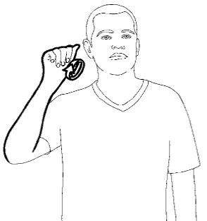 <p>Hold the &quot;A&quot; hand at the side of your face and rotate it (or shake it) a few times</p>