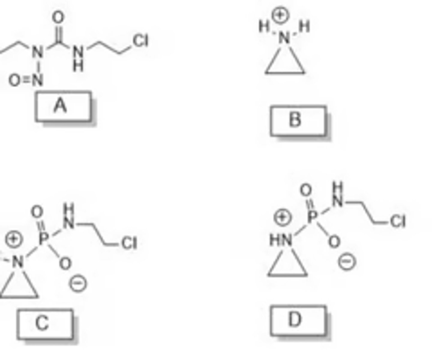 <p>Which structure contains a tertiary aziridine ring?</p>