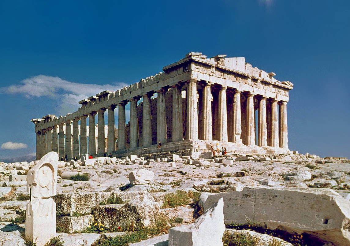 <ol><li><p>Created by Iktinos and Kallikrates</p></li><li><p>Columns calculated using x=2y+1</p></li><li><p>Proportion of the building are 9:4</p></li><li><p>Altered the shape of various things to make it look more even</p></li><li><p>Ionic elements (ionic capitals, frieze)</p></li><li><p>447-438 B.C.E.</p></li></ol><p></p>
