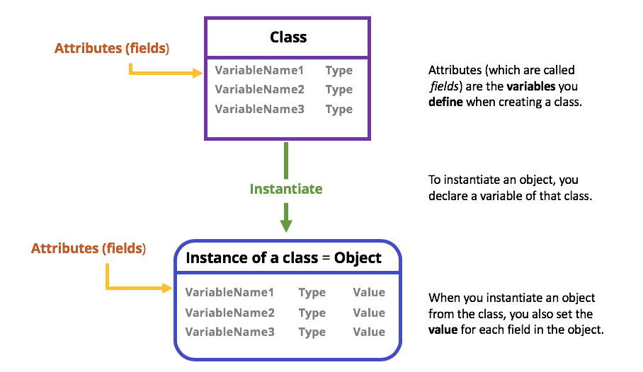 <p>data the object knows about itself.</p><ul><li><p>turtle object knows the direction it is facing or its color.</p><ul><li><p>Shape, Color, Height, Width, Direction, etc.</p></li></ul></li></ul><p></p>
