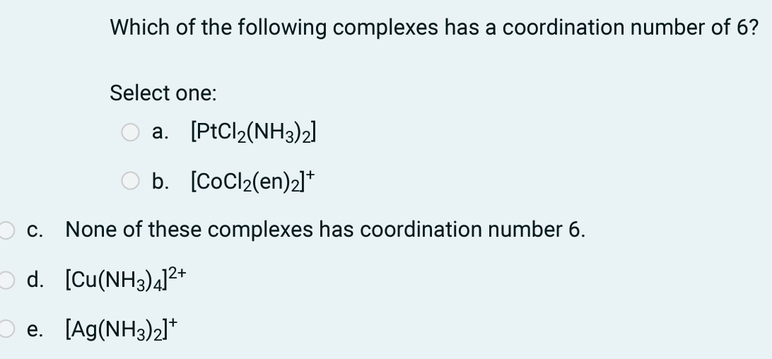<p>What compound has the coordination number of 6?</p>