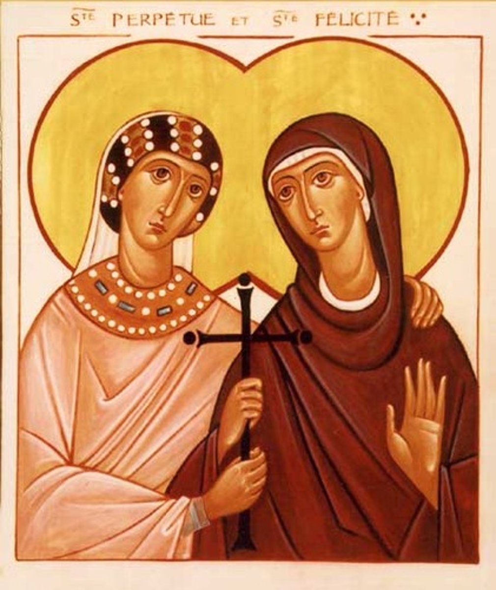 <p>Christian martyr (one who was killed for their beliefs) from Carthage. Educated and wealthy, she died being fed to leopards.</p>