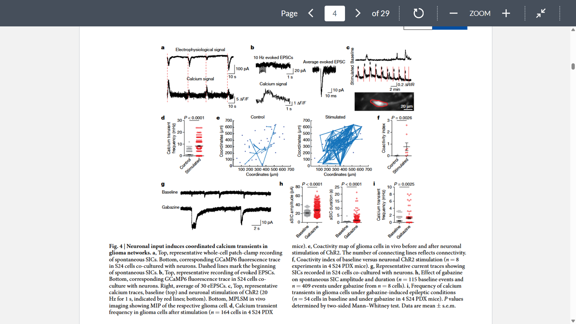<p>Goal: determine what are the effects in the glioma cells of the NGS and currents</p><p>Key takeaway: Calcium can enter GB cells via AMPARs and possible additional conductances and that neuronal activity can cause time-locked and clinically relevant calcium signals in GB cell networks</p>
