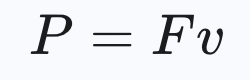 <p>Derived from P = W/t and W = Fs</p>