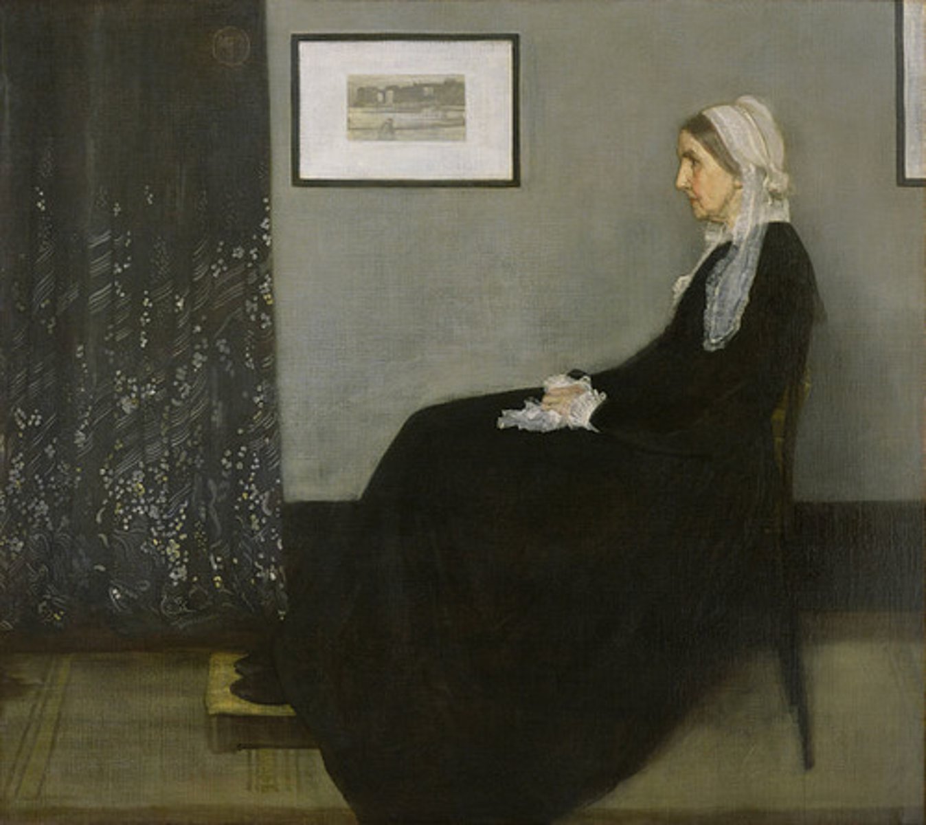 <p>J.A.M. Whistler. Portrait of Whistler's Mother, a study in form, color, and shape. Became the symbol of motherhood</p>