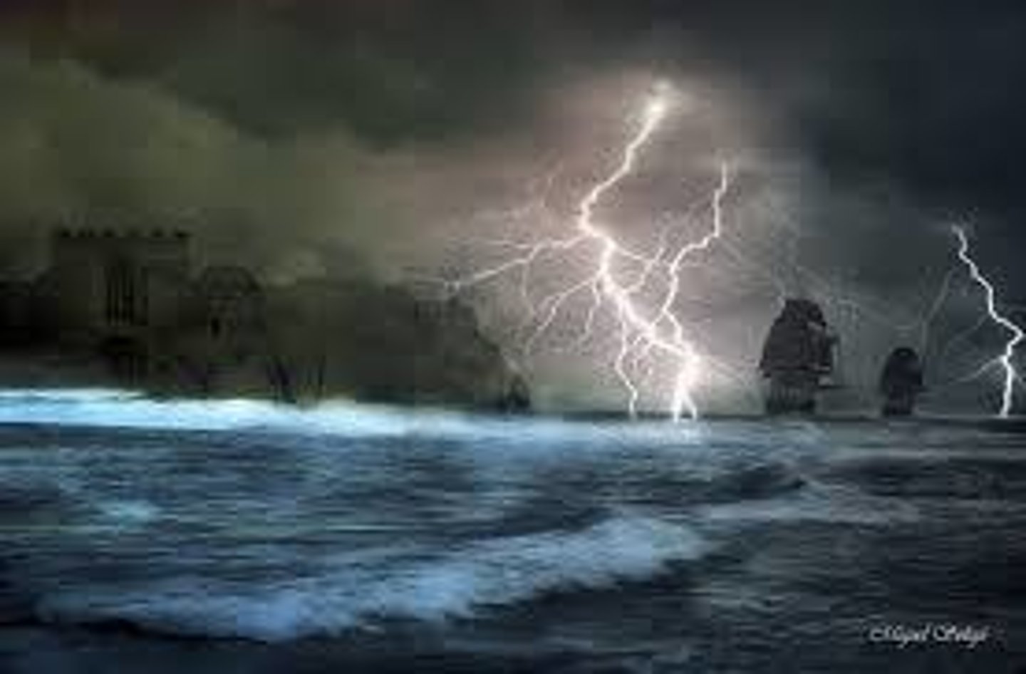 <p>En una tempestad</p>