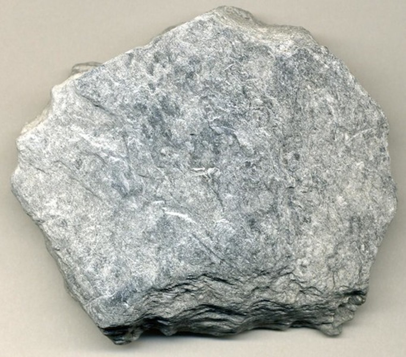 <p>metamorphic rock composed primarily of talc</p>