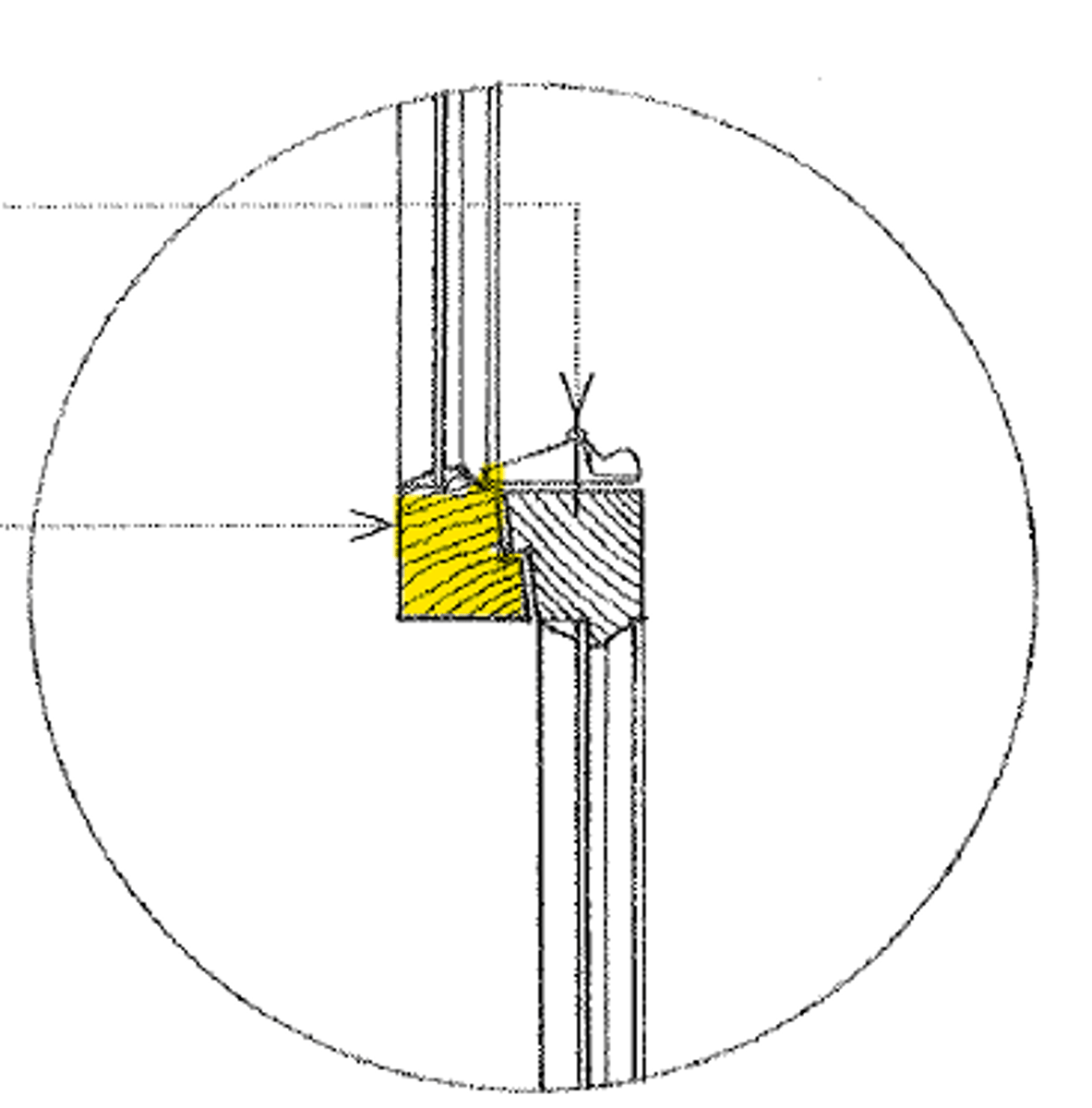 <p>a meeting rail, esp. one closing against a corresponding rail with a diagonal or rabbeted overlap.</p>
