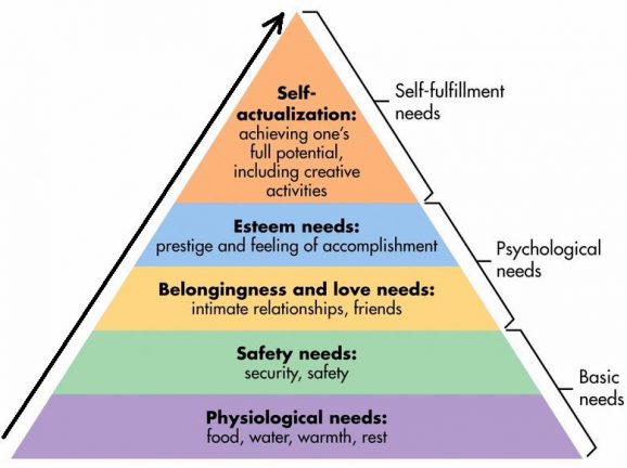 <p>To reach self-actualisation, we must meet basic needs and progress through the hierarchy</p>