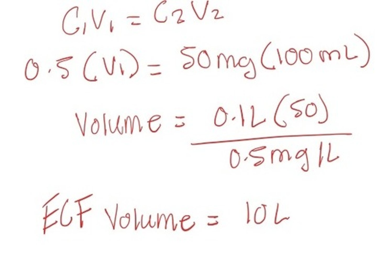 <p>ECF: 10L</p><p>ICF: TBW - ECF --&gt; 30-10 = 20L</p>