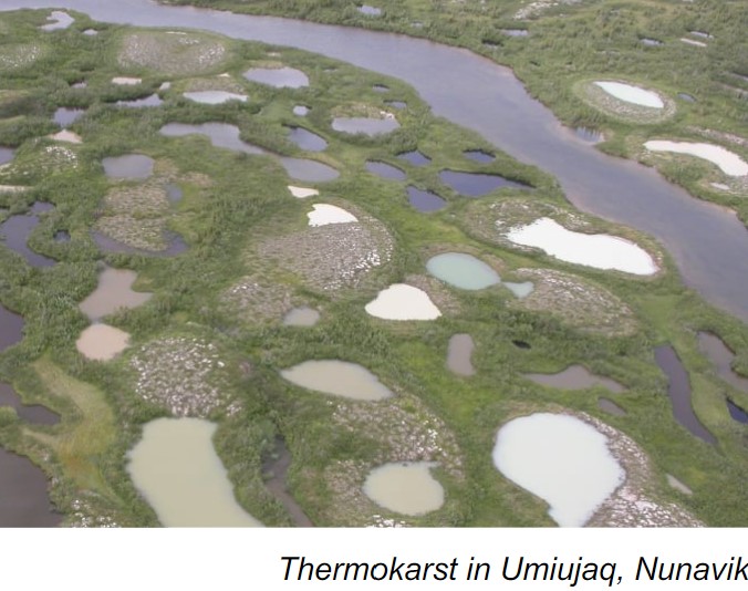 * warming climate
* erosion along coastlines and rivers when ice-rich sediment is exposed 
* heating of ground surface
* vegetation removal