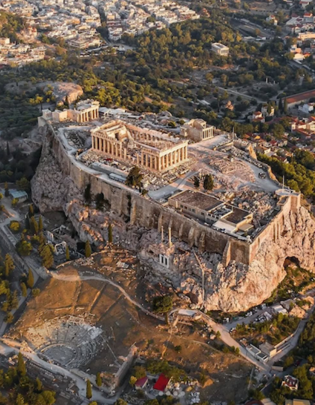 <p>The citadel or fortress of an ancient Greek city, typically built on a hill</p>