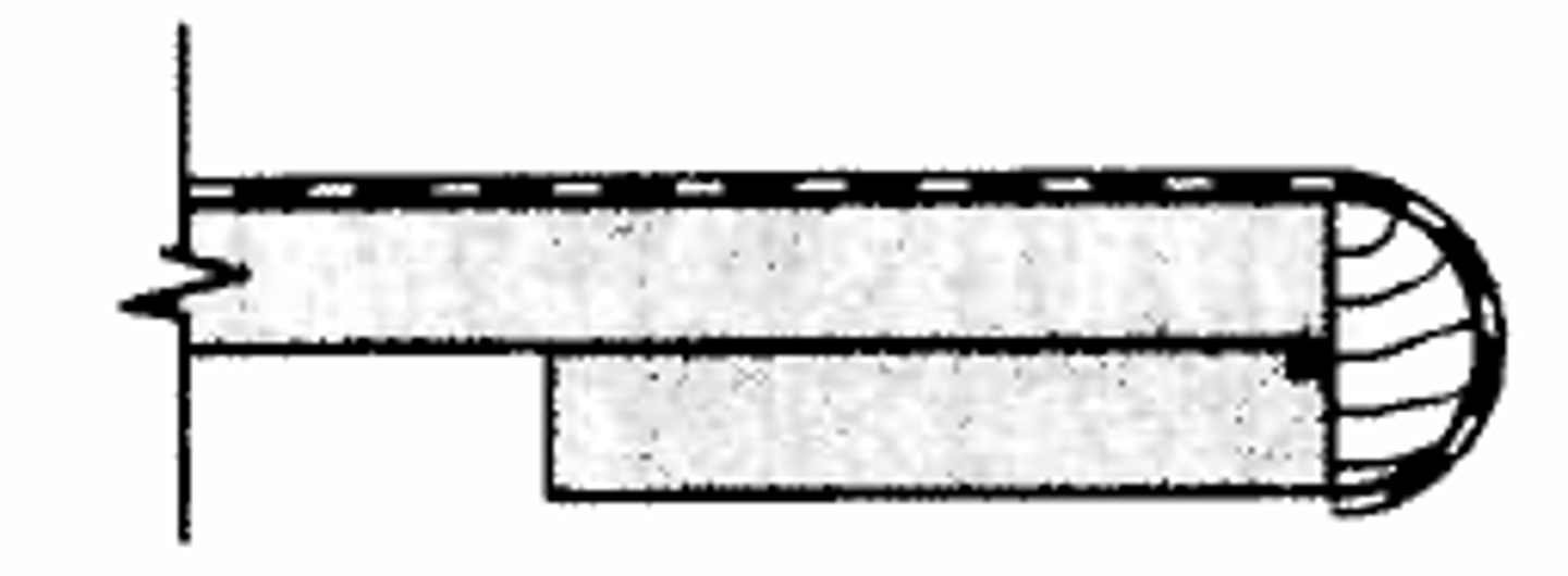 <p>Thick, round edge detail i.e full bullnose , half bullnose</p>