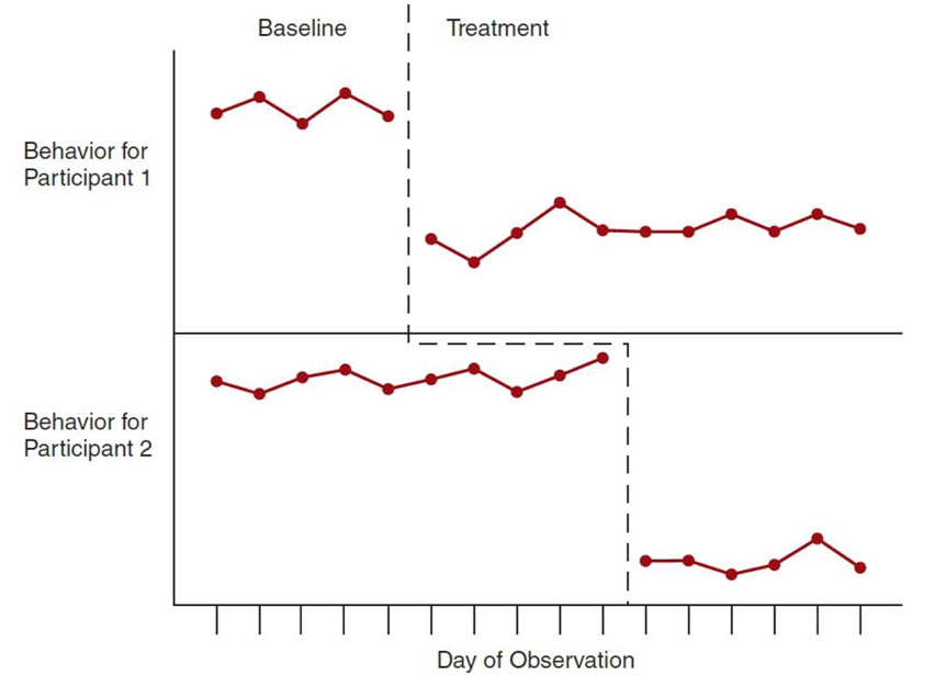 <p>two multiple baselines phase: one treatment phase is imitated for one baseline while the other baseline continues to be observed</p>