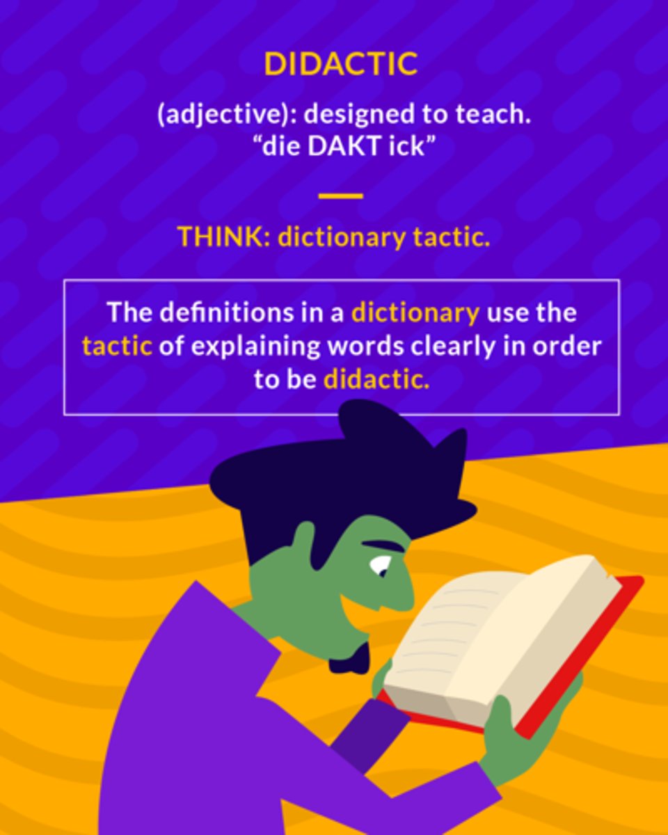 <p>intended to teach</p>