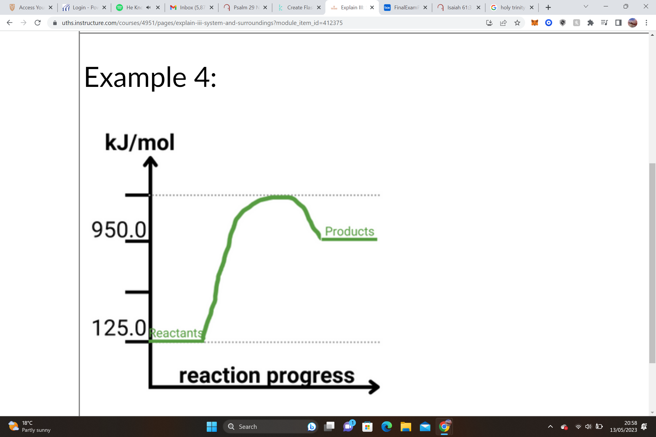 
1. Reactants = __________________        Products = __________________ΔH = Products – Reactants
2. __________________– __________________= __________________ kJ/mole
3. ______ΔH values are __________________, and we know that this shape of graph is an __________________ graph.