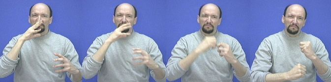 <p>ver 2: number “3” handshape —&gt; “e” handshape</p>