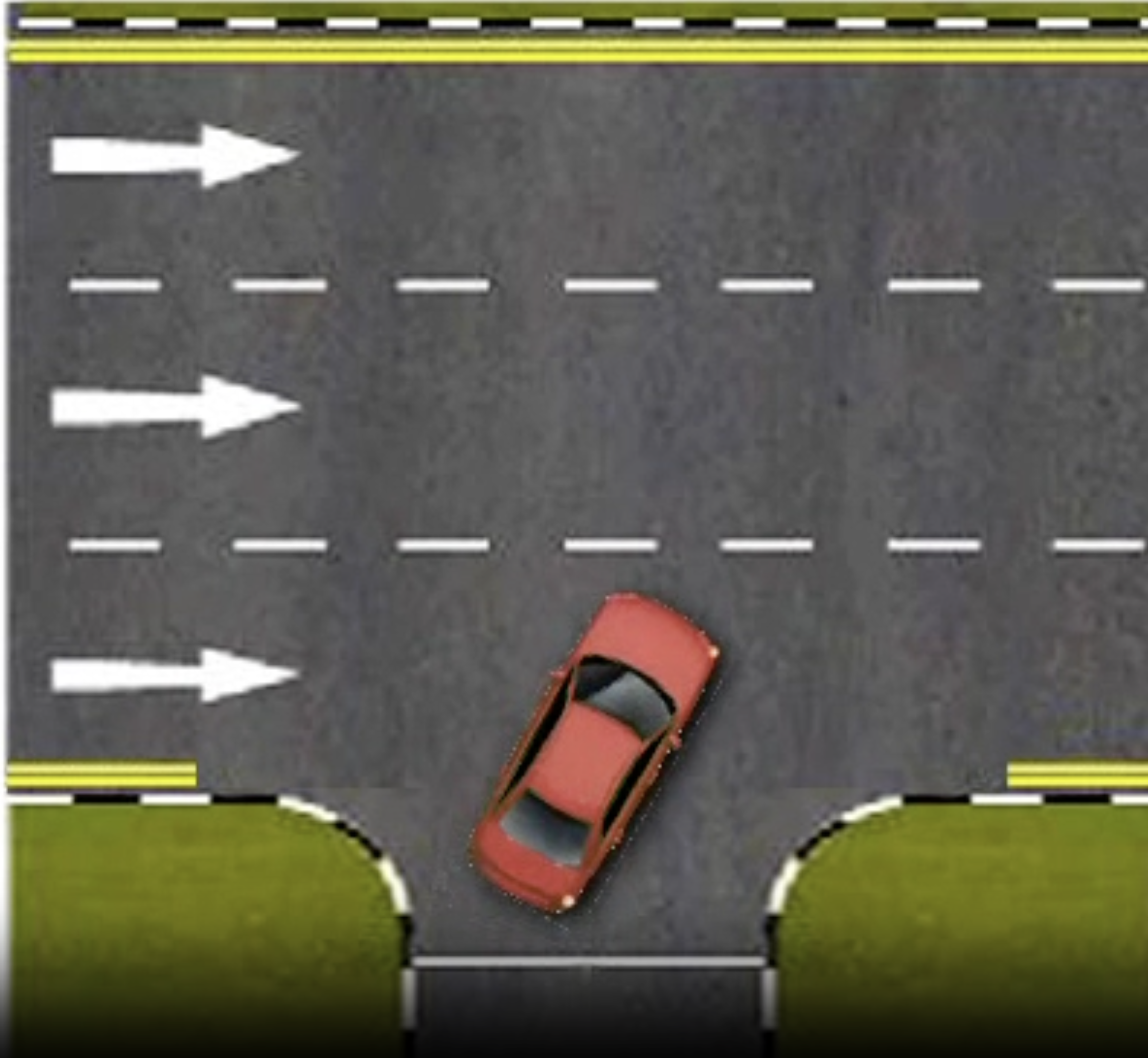 <p><strong>Turn to the extreme right of the 3-lane carriageway one-way road.</strong></p>