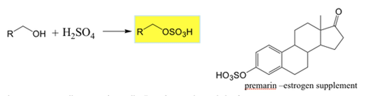 <p>OH + H2SO4 -&gt; C-OSO3H</p><p>NON electrolyte</p>