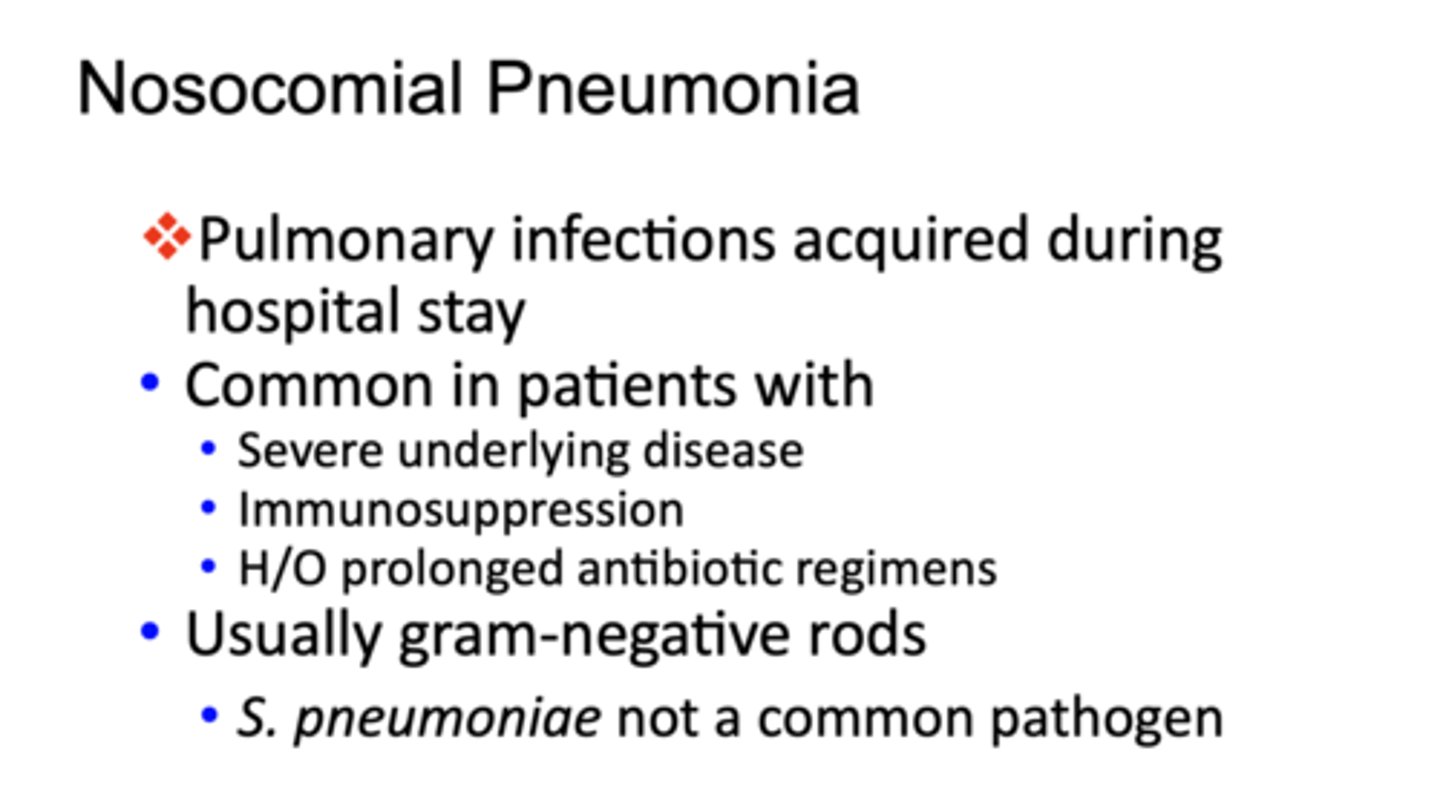 <p>nosocomial pneumonia</p>
