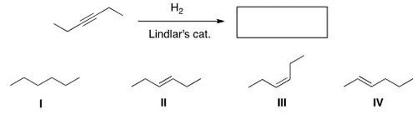 <p>Determine the product of the following reaction.</p><p>A. I</p><p>B. II</p><p>C. III</p><p>D. IV</p>