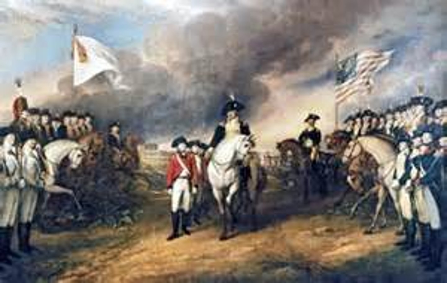 <p>blocked by the French Navy, the British surrendered, ending the American Revolution.</p>