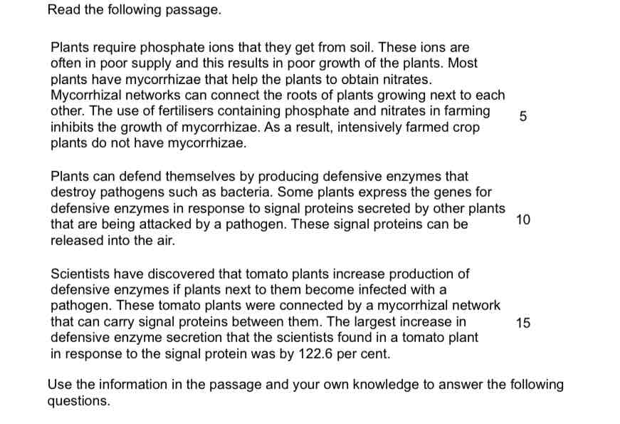 <p>A student who read this passage concluded that farmers should not use fertilisers to increase yields when growing tomato plants. </p><p></p><p>Evaluate his conclusion.</p>