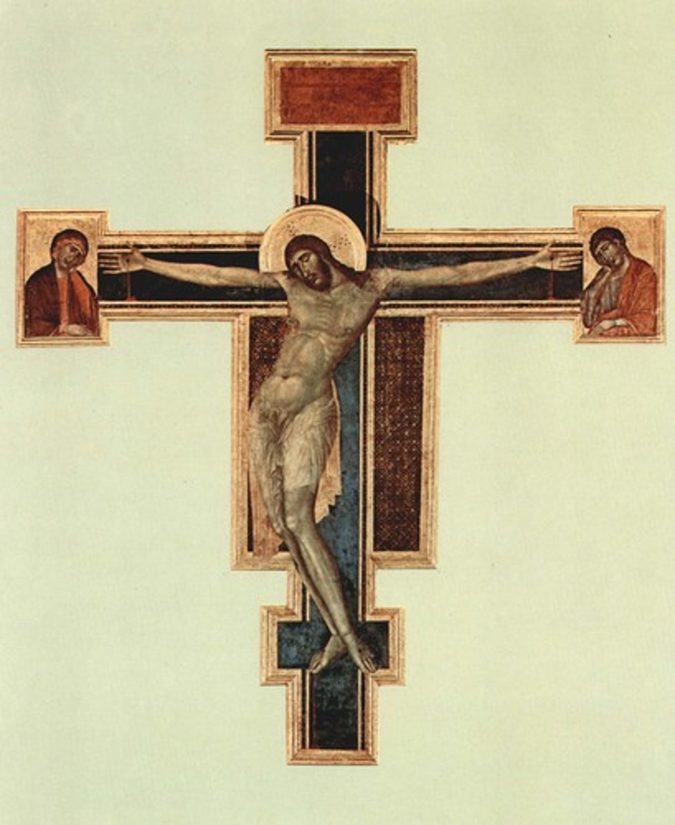 <p>this crucifix lacks the __ of the artists’ previous iteration</p>