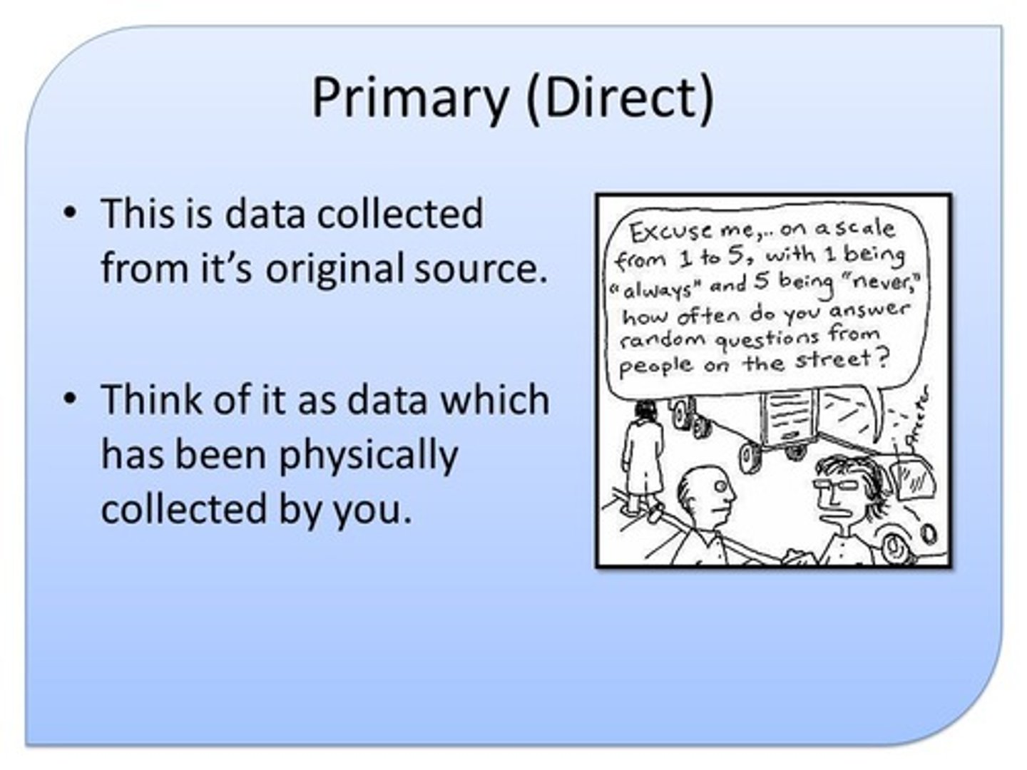 <p>the collection of first-hand data that is directly related to a firm's needs</p>