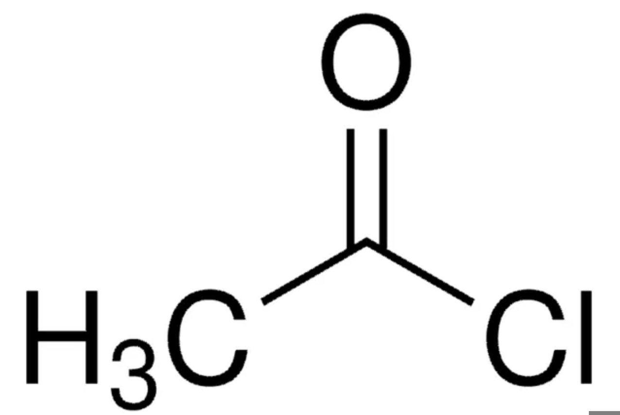 <p>RCOX</p><p>CO sandwiched between an organic molecule and a halogen</p>